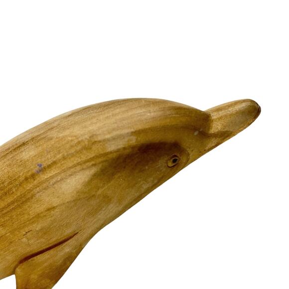 VTG Carved WOOD DOLPHIN 8” Fish Wooden Carving Figurine Nautical Sea Sculpture - Picture 3 of 8